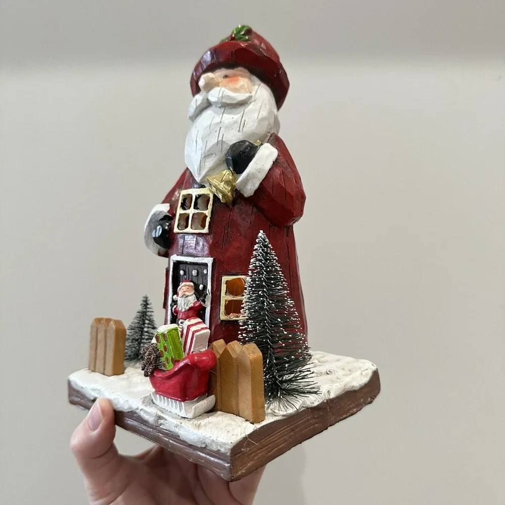 VTG Light Up Resin Santa House Decor Christmas‎ 8.5